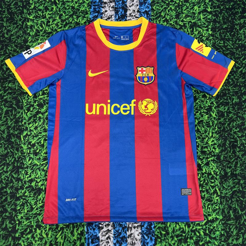 NIKE 10-11 Season Barcelona Home Short Sleeve Soccer Jersey Iniesta Messi Short Sleeve Vintage Barcelona Jersey