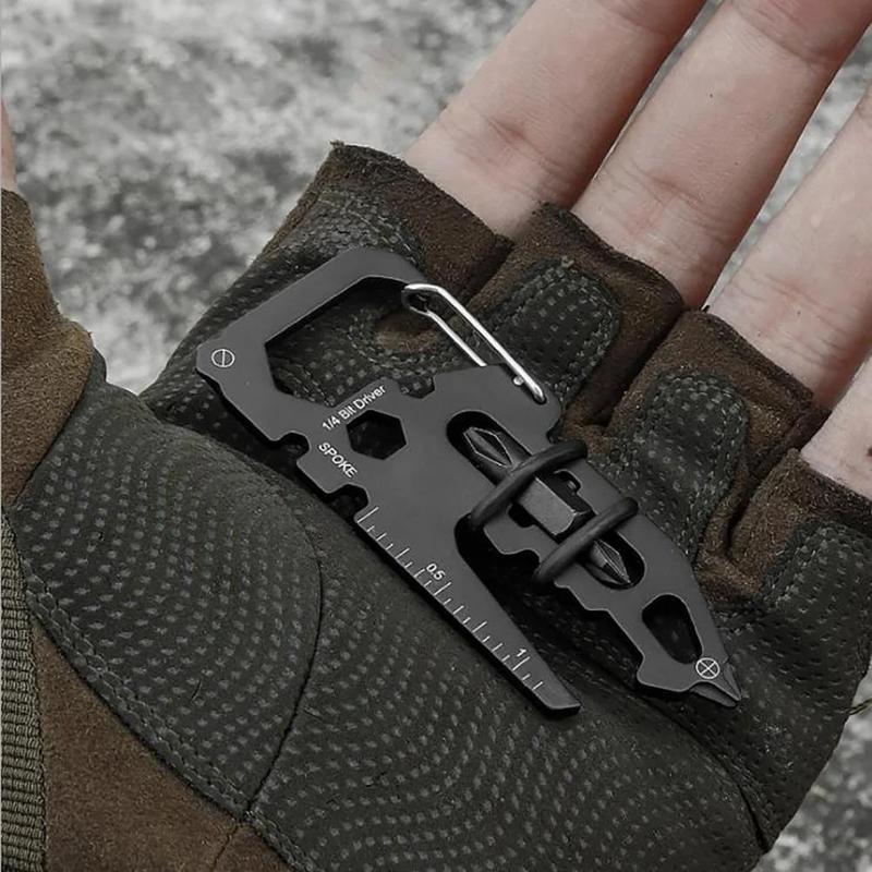 Stainless Steel Outdoor Tool, Multifunctional Card Tool, Multipurpose Keychain Ring, Camping Climbing Accessories, Pocket Tool for Climbing, Camping Essentials, Accessories for Men, Christmas, Christmas Gift