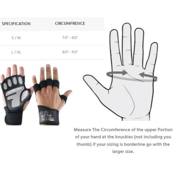 Dhabii Super Grip Weight Lifting Workout Gloves -with Built-in Wrist Wraps  Great for Gym Fitness, Cross Training, Hand Support & Weightlifting