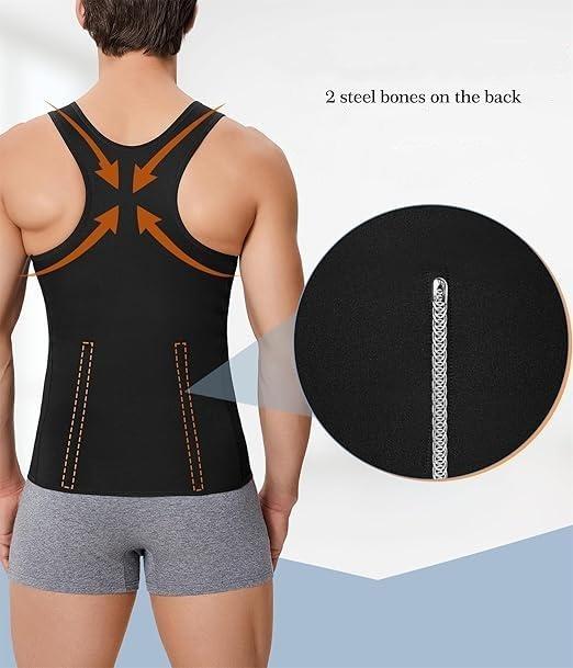 Nebility  Men's Zipper Fitness Girdle Vest Shapewear Tank Top