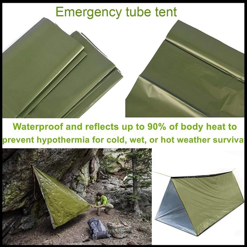 Waterproof Windproof Foldable Thermal Tent, Triangular Design Emergency Warm Tent, Lightweight Film Living Tent for Outdoor Hiking, Camping Accessories, Camping & Hiking Equipment, Music Festival Accessories, Christmas Gift