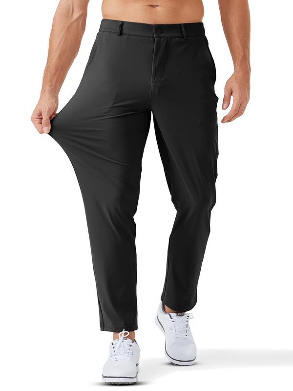 Men's Solid Pocket Joggers, Regular Fit Sporty Breathable Comfortable Pants for Golf Running Workout, Men's Sportswear for All Seasons