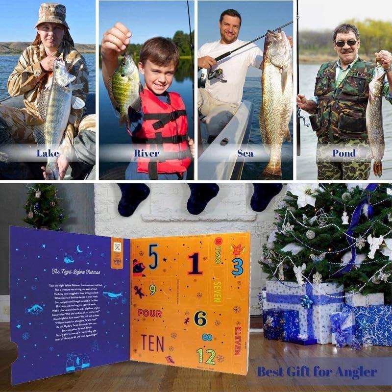 New Fishing Tackle Advent Calendar 2024 12 Days  24 Days, Mystery Tackle Box Bass Fishing Advent Calendar 2024 Advent Calendar Gift For Adult Men Teen Boys