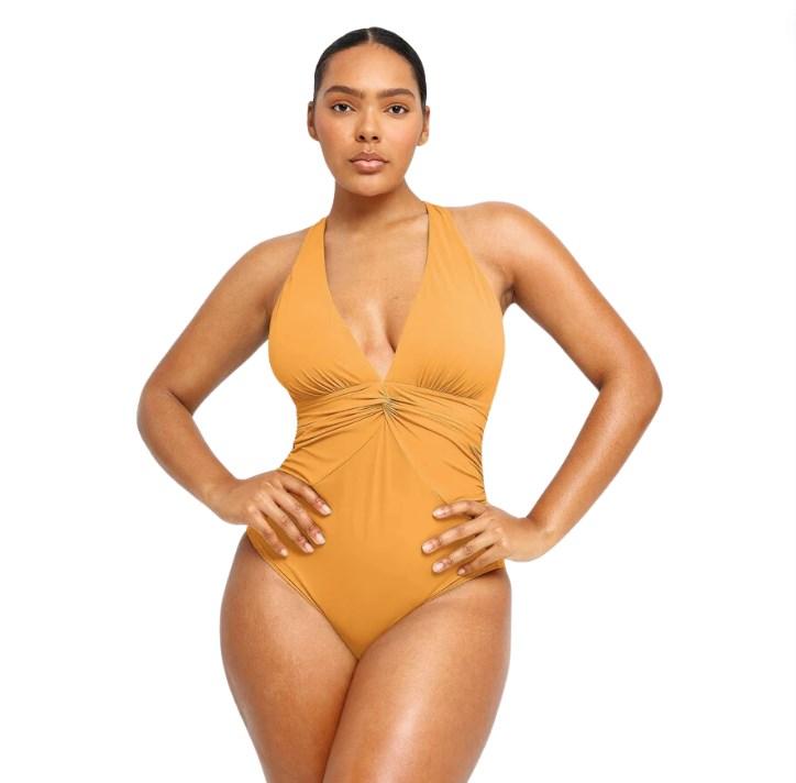 Shapellx Smart Sculpt Ruched Twist-Front Shaping Swimsuit