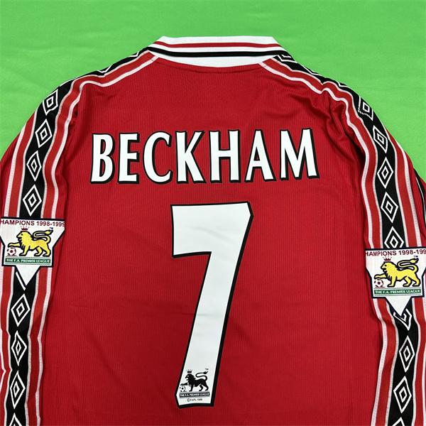 UMBRO MUFC Soccer Jersey Fans Version Home kit Beckham #7 Red Short Sleeves