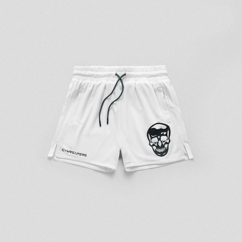 Loose and Light White Balboa Mesh Training Shorts by GYMREAPERS, Perfect for Summer Season