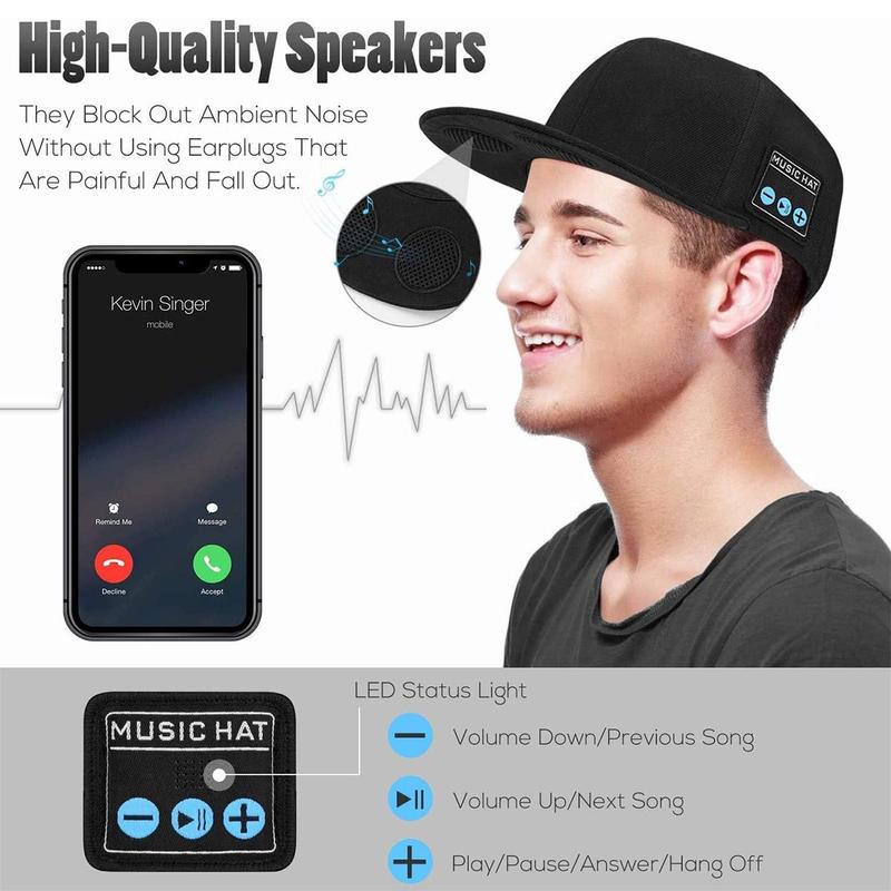 Hat with Bluetooth Speaker Adjustable Music Sports Hat Bluetooth Cap for Outdoor Sports Baseball Cap, The Birthday Gifts for Men Women Boys Girls