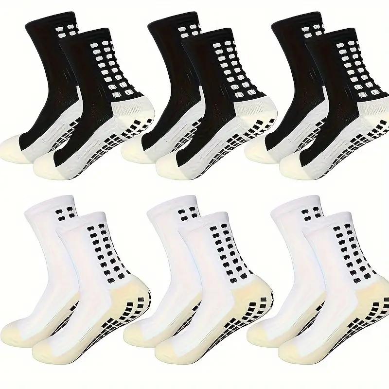 6 Pairs Mens Soccer Socks Grip Non-Slip Football Baseball Soccer Socks for Women Men's  Anti Slip Grip Pads Sports Athletic Socks