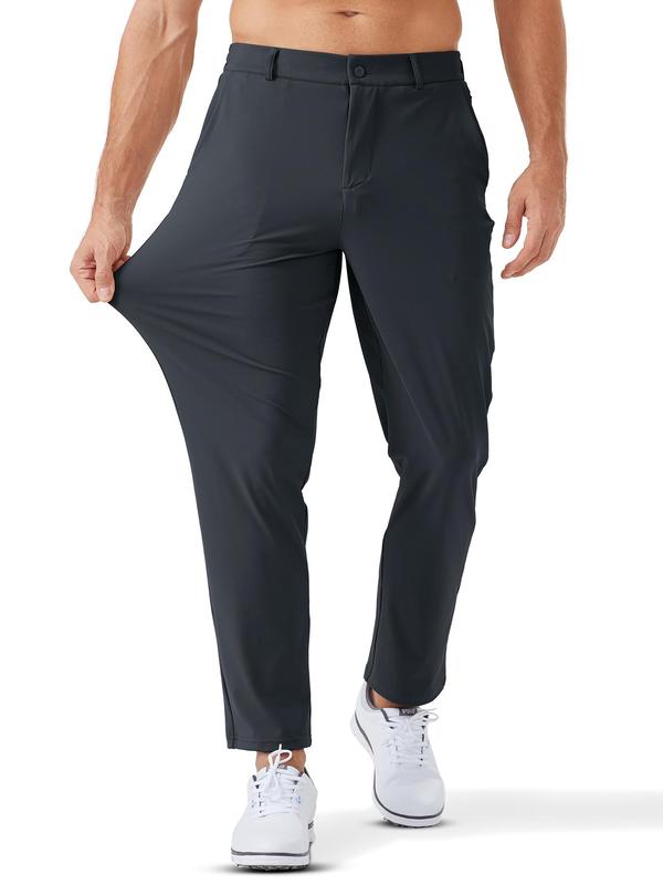 Men's Solid Pocket Joggers, Regular Fit Sporty Breathable Comfortable Pants for Golf Running Workout, Men's Sportswear for All Seasons