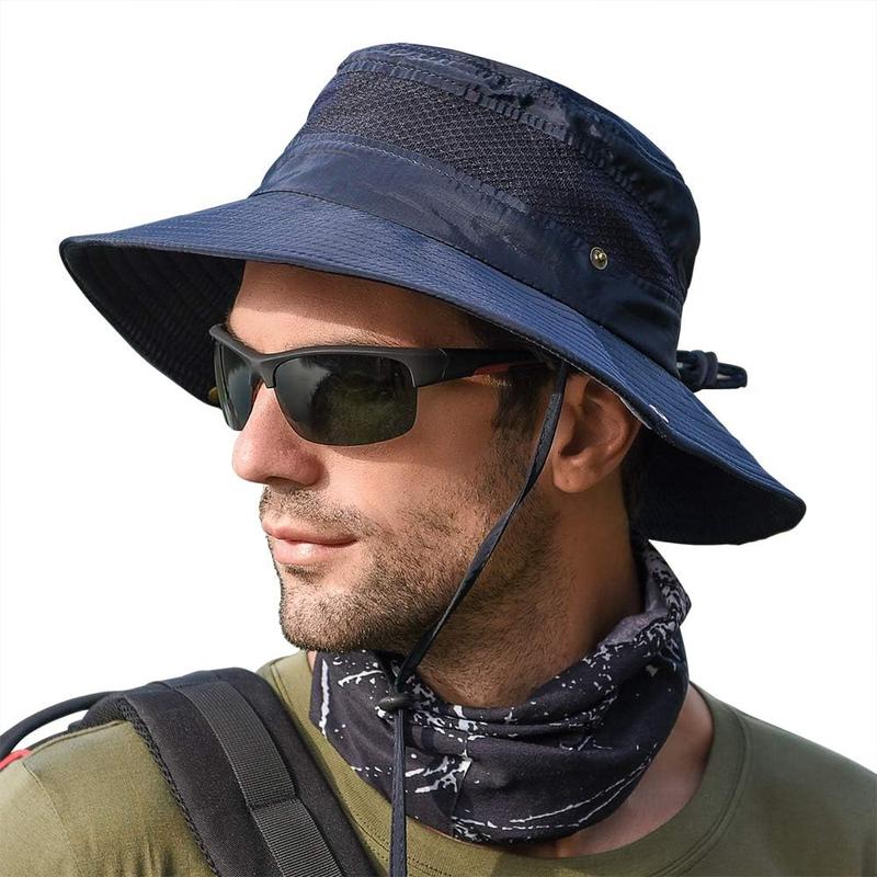 Men Fishing Sun Boonie Hat Wide Brim Outdoor Summer UV Protection Sun Hat