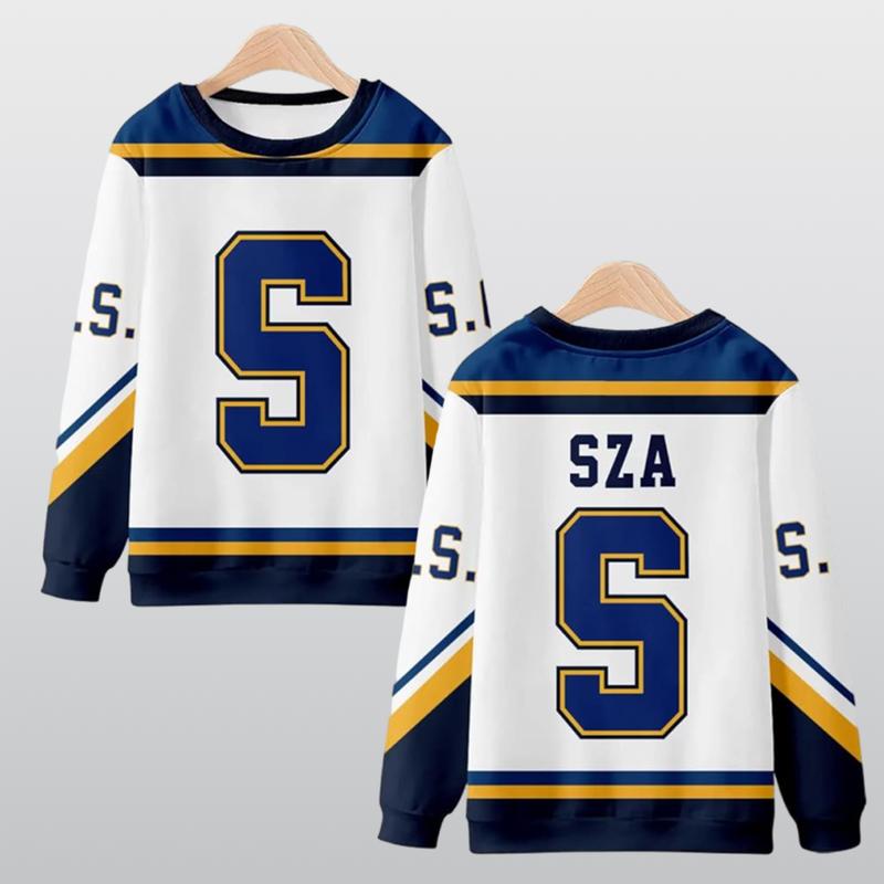 SZA Long Sleeve Hockey Jersey Baseball Jersey Jacket Long Sleeve Streetwear Perfect Gift for S.Z.A Fans Stylish and Comfortable Long Sleeve Fashion Sweatshirts for Men and Women