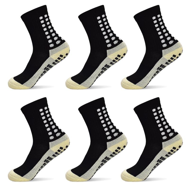 6 Pairs Mens Soccer Socks Grip Non-Slip Football Baseball Soccer Socks for Women Men's  Anti Slip Grip Pads Sports Athletic Socks