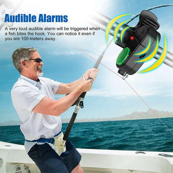 4 Packs Fishing Bite Alarm, Sensitive Electronic Fishing Alarm Indicator, Sound Bite Alert Bell with LED Lights fishingset combo