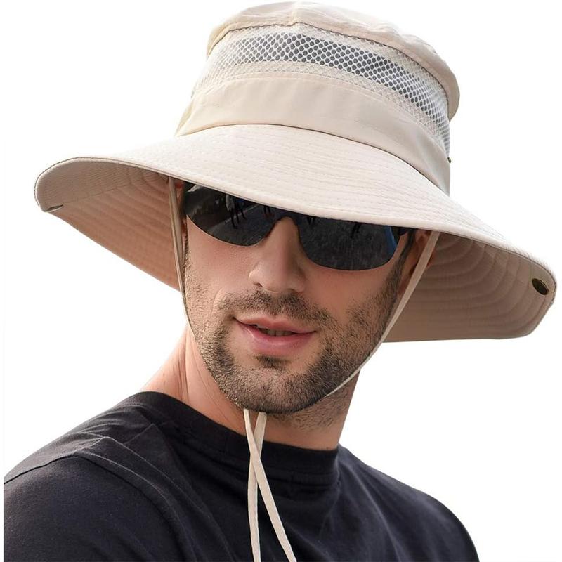 Men Fishing Sun Boonie Hat Wide Brim Outdoor Summer UV Protection Sun Hat