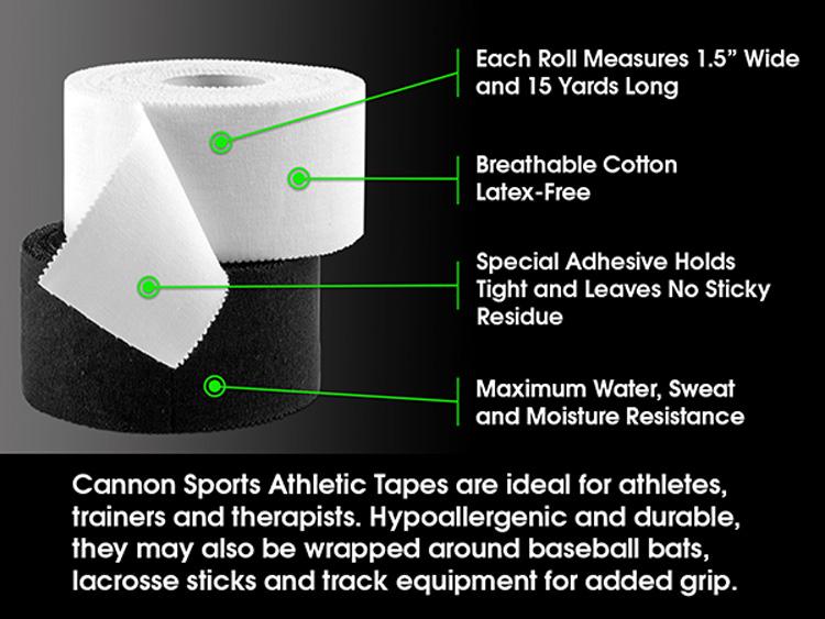 Cannon Sports Athletic Tape 3 Pack - Latex-Free, Easy-Tear, Waterproof