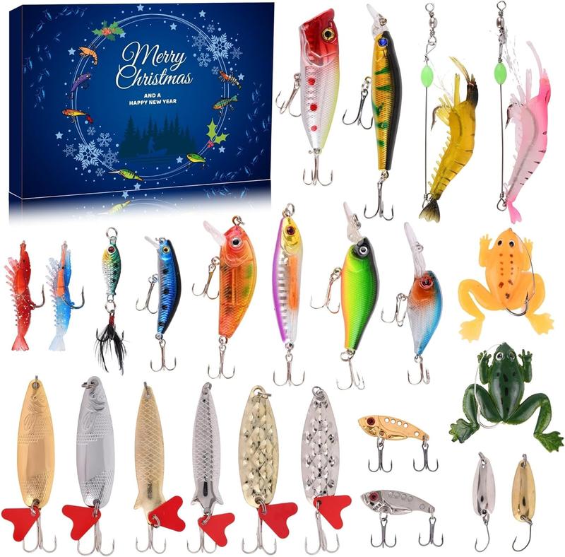 New Fishing Tackle Advent Calendar 2024 12 Days  24 Days, Mystery Tackle Box Bass Fishing Advent Calendar 2024 Advent Calendar Gift For Adult Men Teen Boys