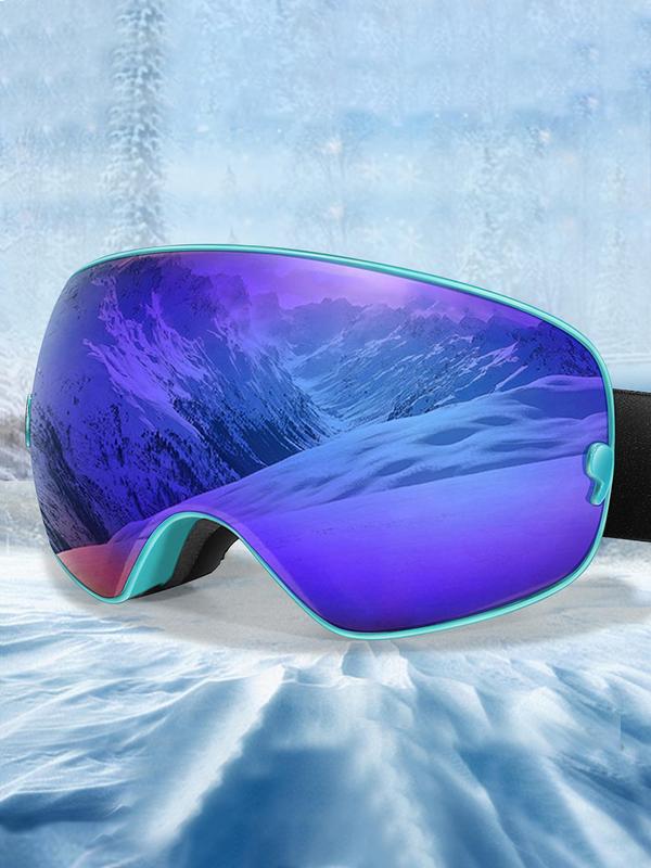 Unisex Sporty Flat Top Frame Ski Goggles, Uv Protection Anti-fog Skiing Goggles with Replaceable Lens, Fashionable Skiing Accessories for Outdoor Sports