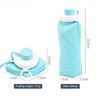 600ml Collapsible Water Bottles Collapsible Folding Silicone sports water bottle Leak Proof Reusable Water Bottle Outdoor