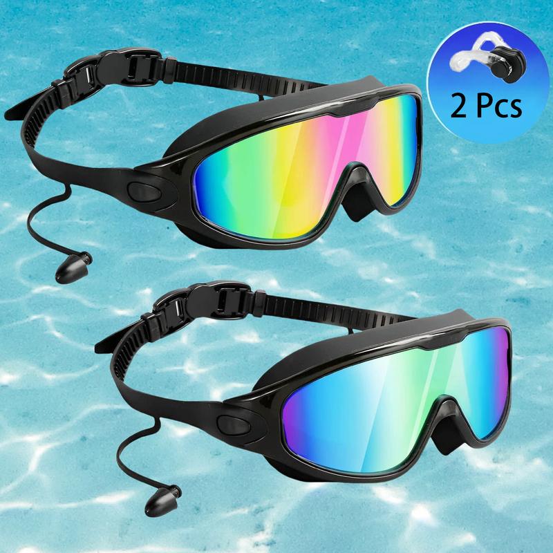 Swim Goggles 2 Pack, Wide View Anti Fog&UV Swimming Goggles, No Leaking Swim Glasses for Men Women Youth