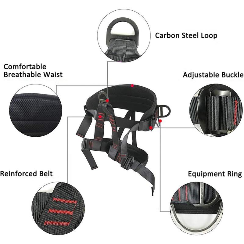 Adjustable Thickness Climbing Harness Half  Harnesses for Fire Rescuing Caving Rock Climbing Rappelling Tree Protect  Safety Belts