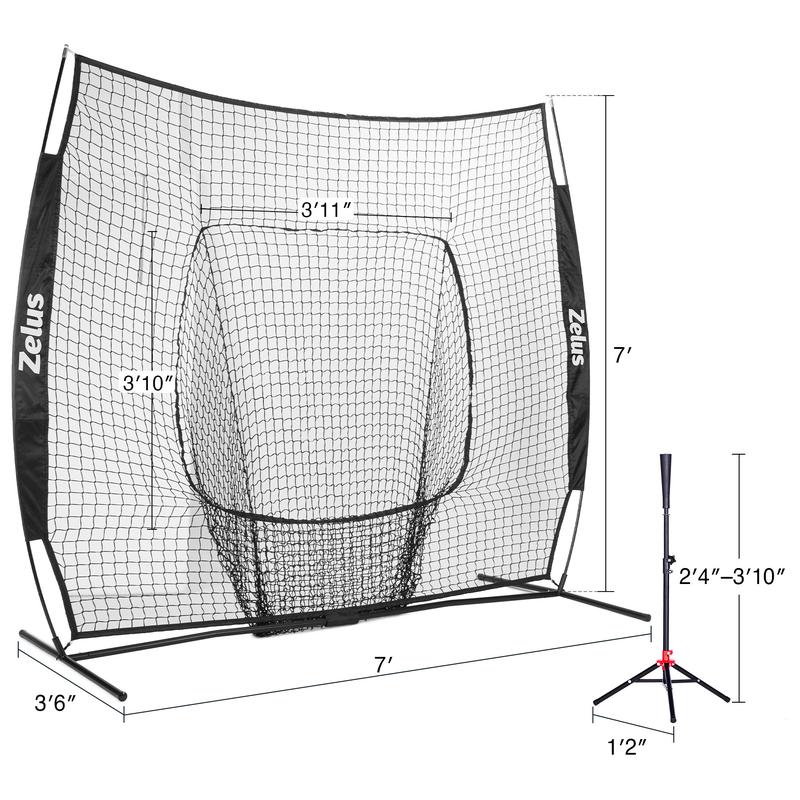 7×7 Baseball Net with Tee Kit, Portable Baseball Net for Hitting and Pitching, Softball Net with Tee, Carry Bag & Weighted Baseball new bat