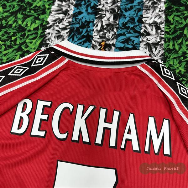 9899 MUFC Vintage Triple Crown Jersey Home No. 7 Beckham Soccer Jersey