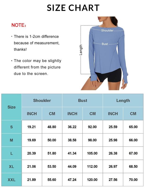 Avoogue Women's Long Sleeve Running Shirts Workout Tops UPF 50+ Sun Shirt Quick Dry Athletic T-Shirts with Watching Window