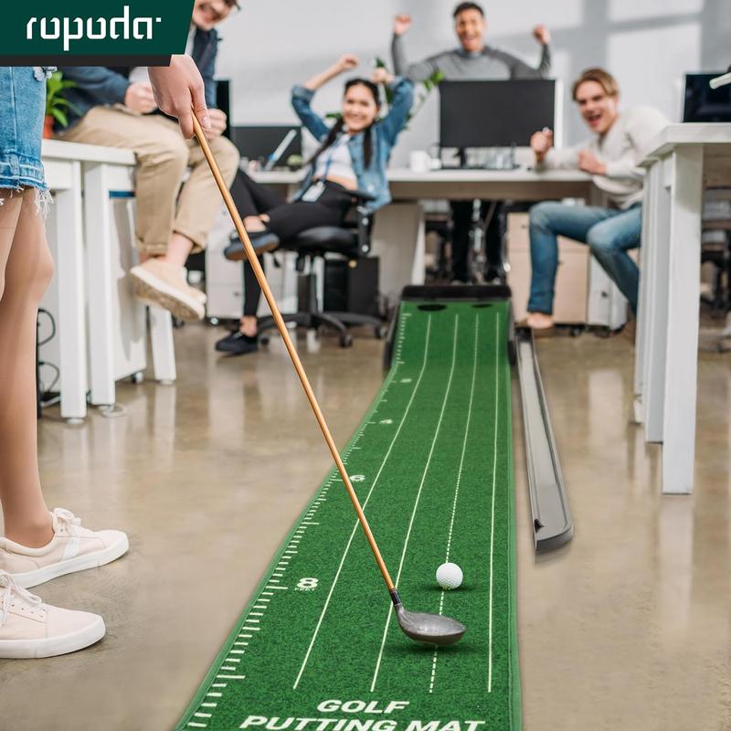 ropoda 9ft Golf Putting Green, Portable Putting Mat for Home and Office with Auto Ball Return Function, Golf Practice Putting Mat Aid for Indoor and Outdoor Usg, golfhittingmat