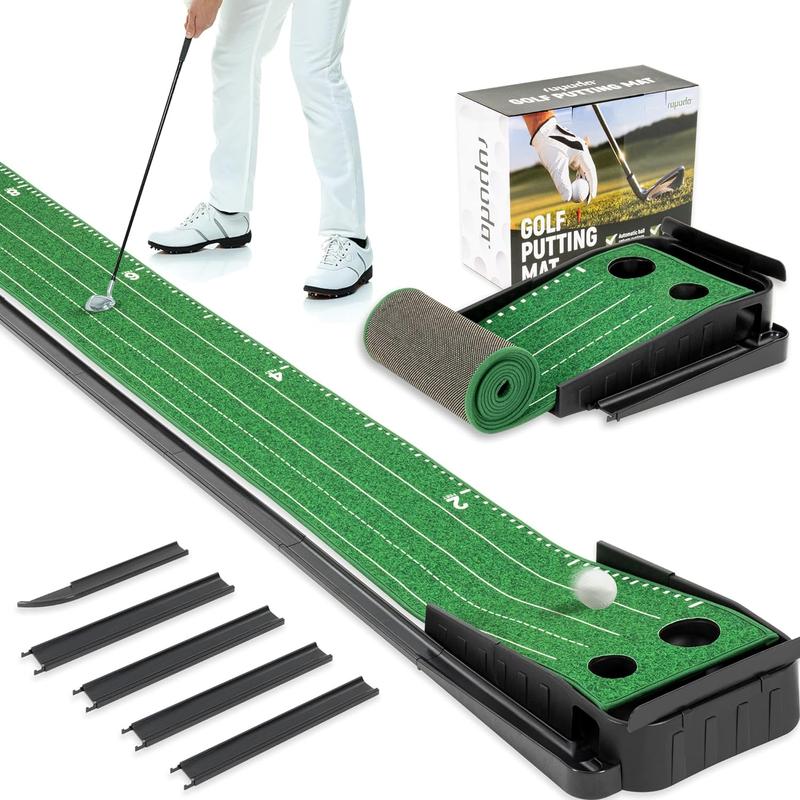 ropoda 9ft Golf Putting Green, Portable Putting Mat for Home and Office with Auto Ball Return Function, Golf Practice Putting Mat Aid for Indoor and Outdoor Usg, golfhittingmat