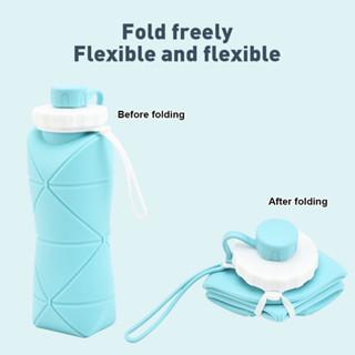 600ml Collapsible Water Bottles Collapsible Folding Silicone sports water bottle Leak Proof Reusable Water Bottle Outdoor