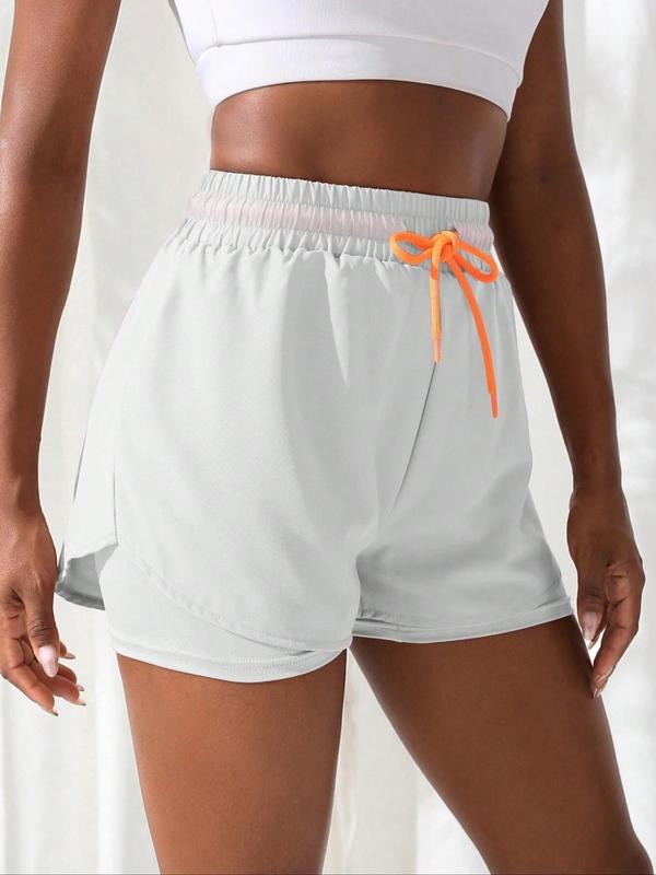 Women's 2024 Drawstring High Waist Sports Shorts, Matching Chic Clothes Women, Solid Elastic Waist Shorts, Casual Matching Sporty Shorts, Gym Shorts, Summer Outfits 2024