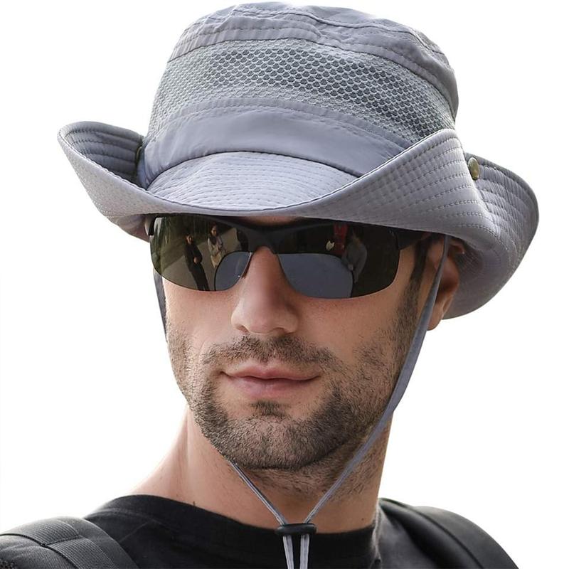 Men Fishing Sun Boonie Hat Wide Brim Outdoor Summer UV Protection Sun Hat