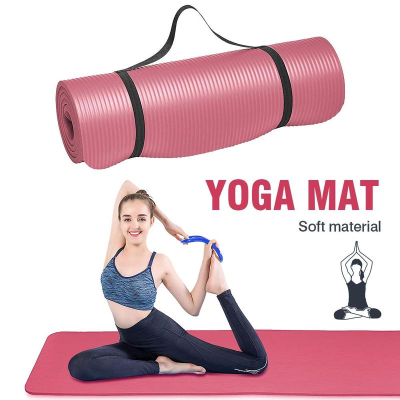 Extra-Thick 10mm Yoga Mat – Non-Slip, Anti-Tear Pilates and Fitness Mat with Carrying Straps – 72 x 24 x 0.4 Inch – Available in Blue and Pink