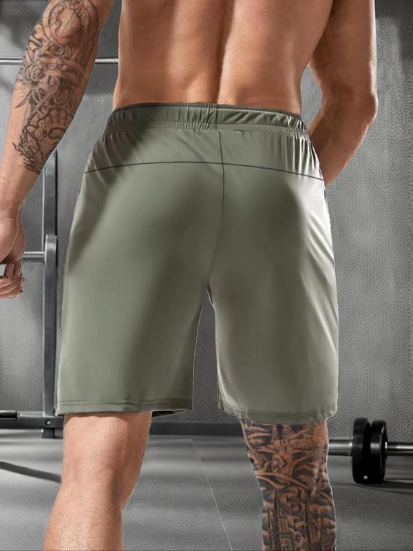 Men's Letter Print Drawstring Waist Shorts, 2 Counts Casual Elastic Waist Pocket Track Shorts for Summer, Breathable Men's Bottoms for Gym Workout Running