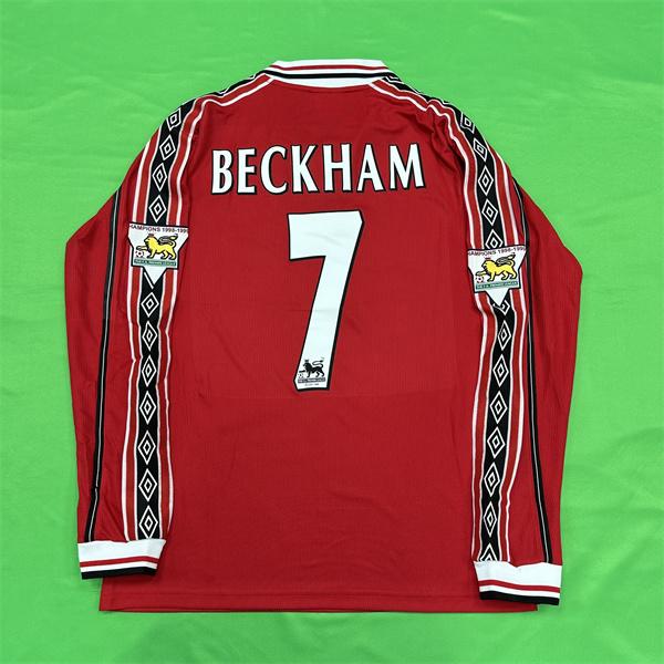 UMBRO MUFC Soccer Jersey Fans Version Home kit Beckham #7 Red Short Sleeves