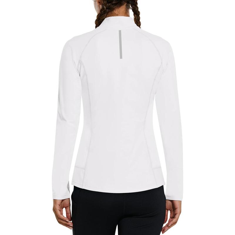 BALEAF Women's Fleece Running Jacket Half-Zip Cold Weather Gear Thermal Shirts Tops Athletic Pullover Workout Winter