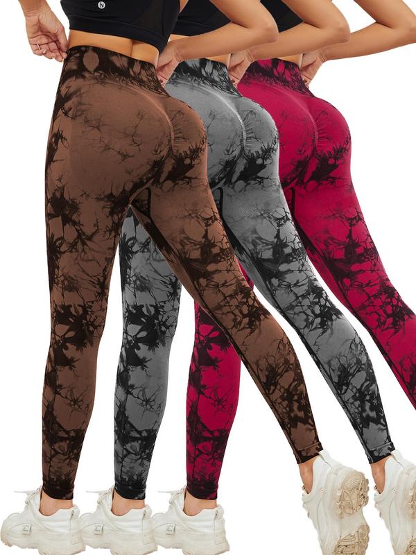 Women's Tie Dye Print High Waist Ruched Leggings, Casual Breathable Skinny Pants for Yoga Gym Workout Running, Girl Yoga Pants, Yoga Leggings, Summer Clothes Women, Women Sport & Outdoor Clothing