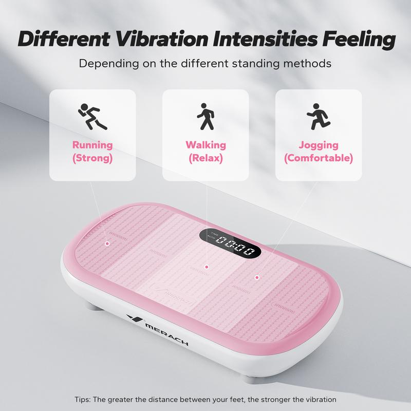 MERACH 440lbs Weight Capacity High Power Vibration Plate Bluetooth Remote Control Vibration Machine 4 Workout Modes  Exercise Machine