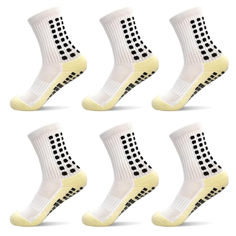 6 Pairs Mens Soccer Socks Grip Non-Slip Football Baseball Soccer Socks for Women Men's  Anti Slip Grip Pads Sports Athletic Socks