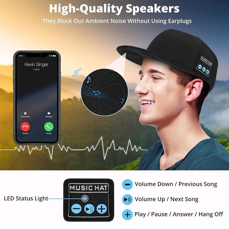 Hat with Bluetooth Speaker Adjustable Music Sports Hat Bluetooth Cap for Outdoor Sports Baseball Cap, The Birthday Gifts for Men Women Boys Girls