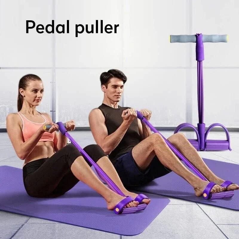 4-Tube Pedal Resistance Band Elastic Yoga Pedal Puller Yoga Tension Pull Rope Stretching Workout Fitness Bands for Arm Weights Exercise Equipment