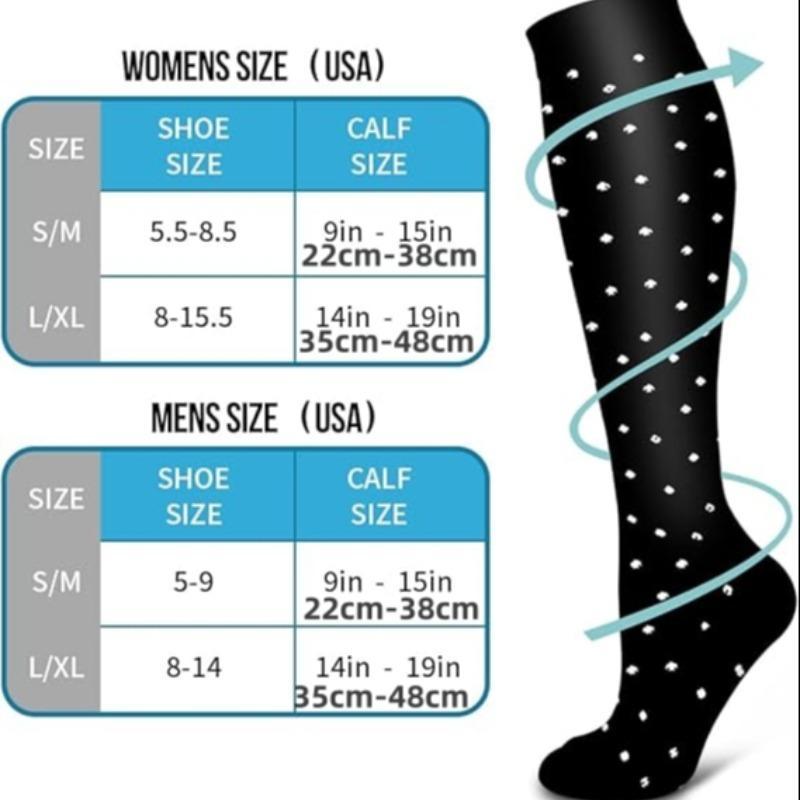 Unisex's Heart & Striped Print Compression Socks, 6 Pairs Casual Comfy Breathable Socks for Running Jogging Hiking, Sports Socks for Men & Women