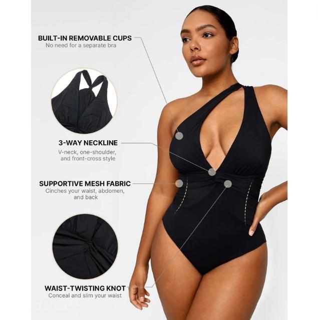 Shapellx Smart Sculpt Ruched Twist-Front Shaping Swimsuit