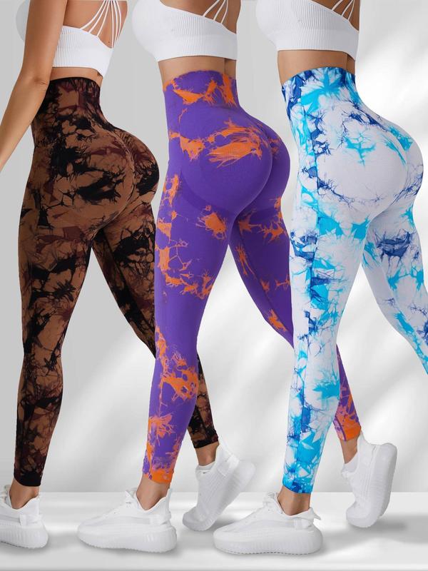 Women's Tie Dye Print High Waist Ruched Leggings, Casual Breathable Skinny Pants for Yoga Gym Workout Running, Girl Yoga Pants, Yoga Leggings, Summer Clothes Women, Women Sport & Outdoor Clothing