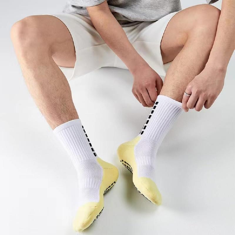 6 Pairs Mens Soccer Socks Grip Non-Slip Football Baseball Soccer Socks for Women Men's  Anti Slip Grip Pads Sports Athletic Socks