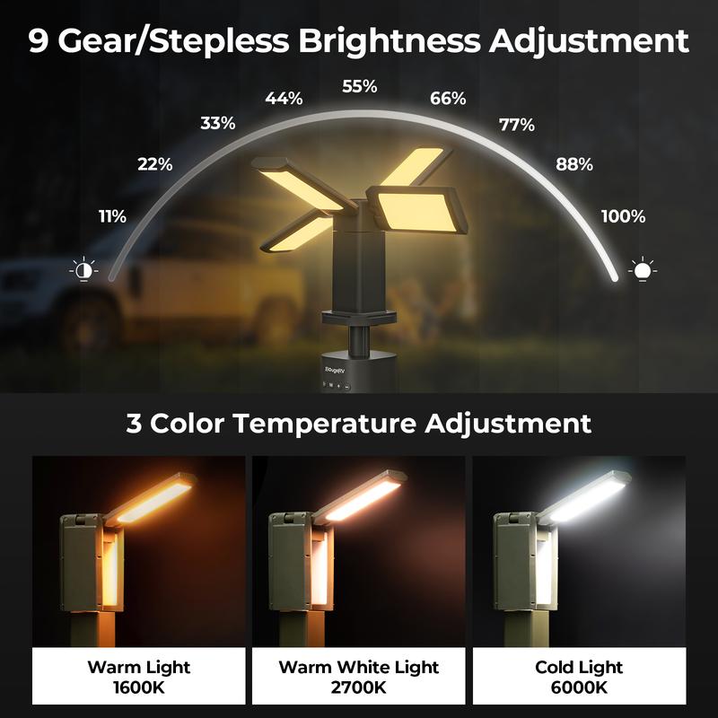 Multifunctional rechargeable BougeRV outdoor camping lights with 14000mAH stretchable adsorbable emergency light for hiking camping  powder outages