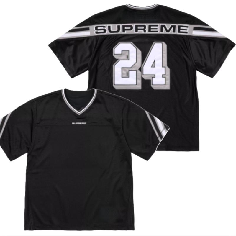 Suprem FW24 Jacquard Rib Football Jersey Black, Size Large, Brand New And In Hand, Perfect For Streetwear Fans