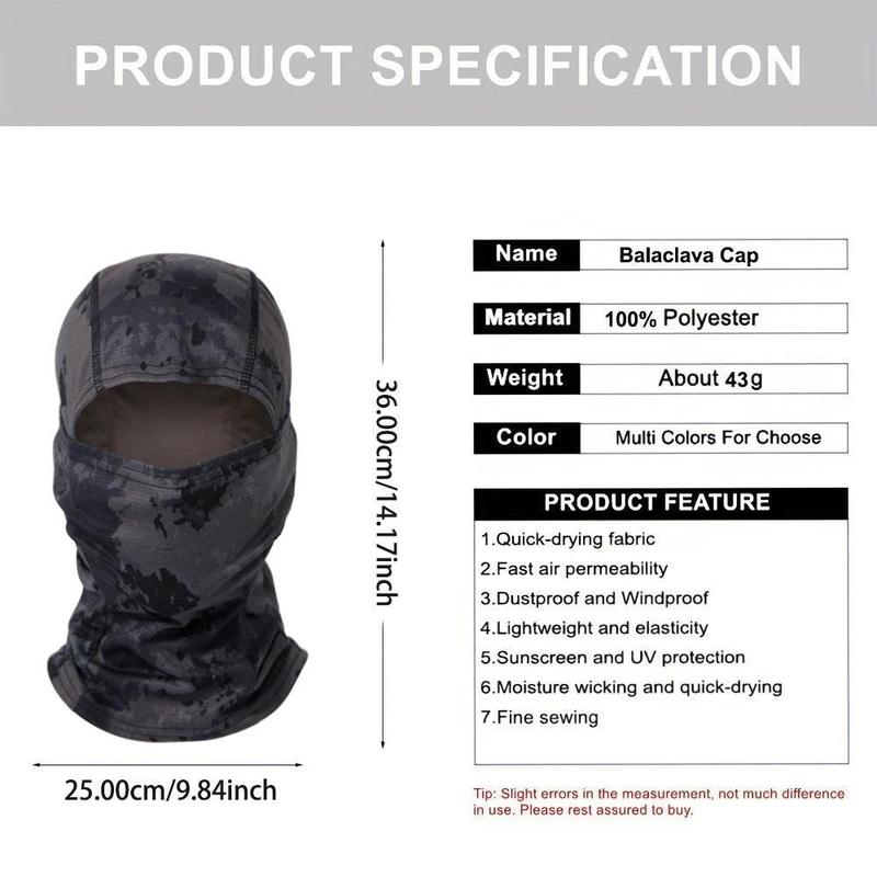 Full Face Mask, Breathable Balaclava Hat, 1 Count Outdoor Sports Face Mask, Sun Protection Face Cover for Cycling, Hiking, Camping, Fishing, Running