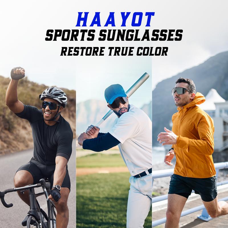 HAAYOTMultifunction Sport Polarized Sunglasses - Unisex TR90 Frame - 100% UV Protection - Silicone Nose Pads - Medium to Large Fit!