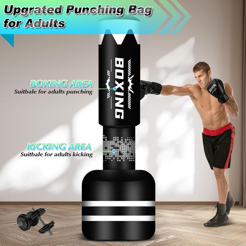 71'' Standing Punching Bag for Adults, Heavy Bag Boxing Bag with Stand Upgrated Raise Base Kicking Bag Muay Thai Bag for Training MMA Taekwondo Fitness YOO52H0425QJSD17